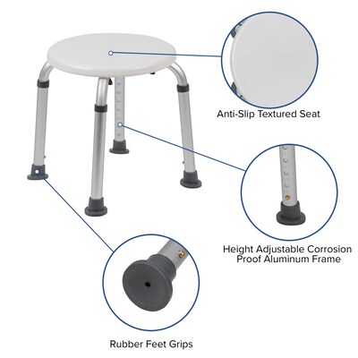 Flash Furniture Adjustable Bath & Shower Stool, White (DCHY3400LWH)