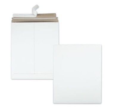 Extra-Rigid Photo/Document Mailer, Cheese Blade Flap, Self-Adhesive Closure, 11 x 13.5, White, 25/Bo