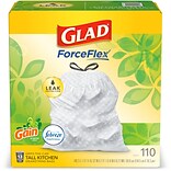 Glad® ForceFlex Tall Kitchen Drawstring White Trash Bags, 13 Gallon, Gain Original scent, 110 Count