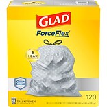 Glad® ForceFlex Tall Kitchen Drawstring Trash Bags – 13 Gallon Grey Trash Bag, Unscented OdorShield®