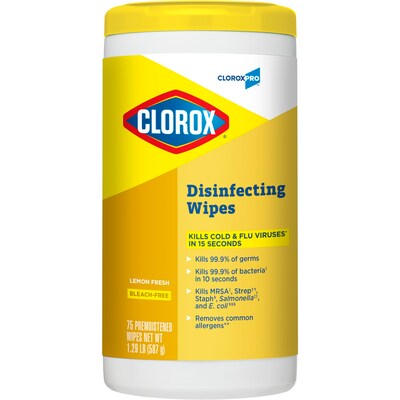 Clorox Commercial Solutions Disinfecting Wipes, Lemon Fresh Scent - 75 Wipes (15948)