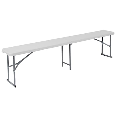 Flash Furniture Plastic Folding Bench, Granite White (RB1172FH)