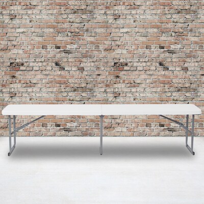 Flash Furniture Plastic Folding Bench, Granite White (RB1172FH)