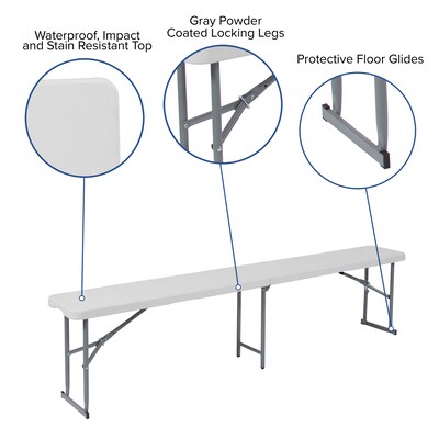 Flash Furniture Plastic Folding Bench, Granite White (RB1172FH)