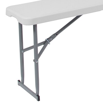 Flash Furniture Plastic Folding Bench, Granite White (RB1172FH)