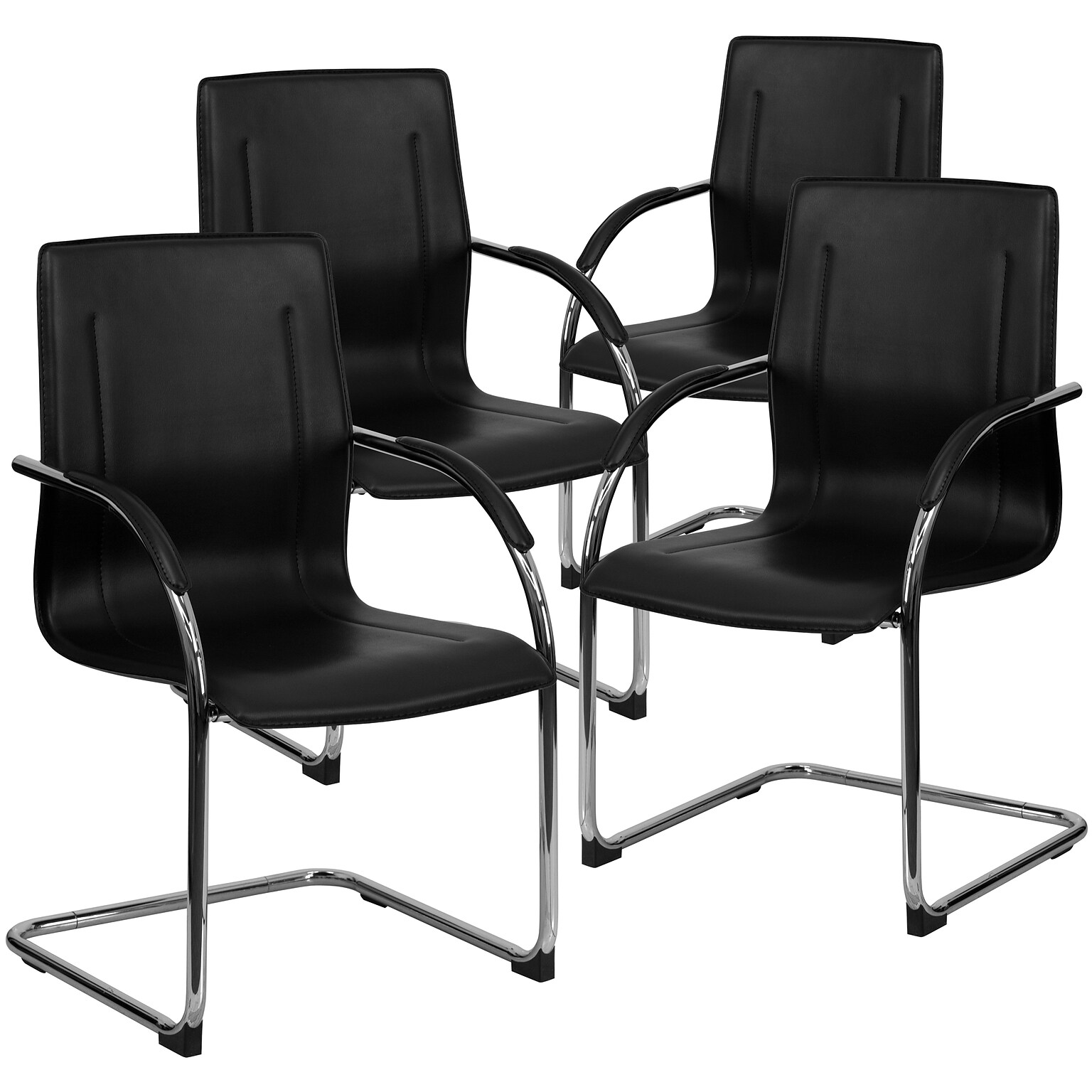 Flash Furniture Vinyl Side Chair, Black, Set of 4 (4BT509BK)