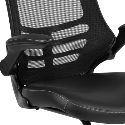 Flash Furniture Mesh Side Chair, Black LeatherSoft (BLX5CBKLEA)