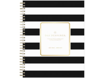 2022-2023 Blue Sky Day Designer Rugby Stripe Black 8 x 10 Academic Daily & Monthly Planner, White/Black (137885-A23)