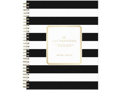 2022-2023 Blue Sky Day Designer Rugby Stripe Black 8 x 10 Academic Daily & Monthly Planner, White/Black (137885-A23)