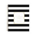 2022-2023 Blue Sky Day Designer Rugby Stripe Black 8 x 10 Academic Daily & Monthly Planner, White/Black (137885-A23)