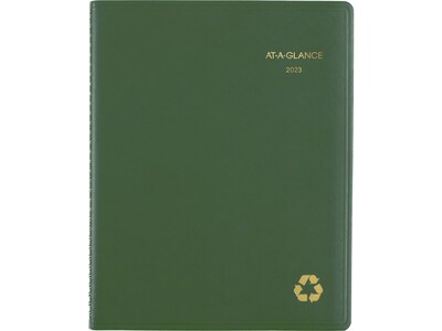 2023 AT-A-GLANCE Recycled 8.25 x 11 Weekly & Monthly Appointment Book, Green (70-950G-60-23)