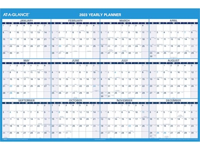 2023 AT-A-GLANCE 48 x 32 Yearly Dry-Erase Wall Calendar, Reversible, Blue/White (PM300-28-23)
