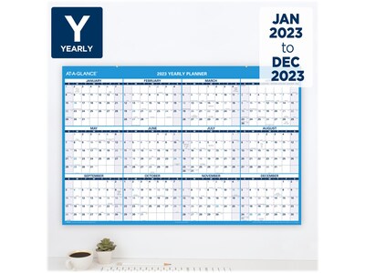 2023 AT-A-GLANCE 48 x 32 Yearly Dry-Erase Wall Calendar, Reversible, Blue/White (PM300-28-23)