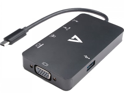 V7 Docking Station for USB Type-C Enabled Laptops (V7UC-U3CRJ45HDVG-BLK)
