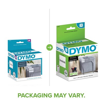 DYMO LabelWriter 30370 Multi-Purpose Labels, 2-5/16" x 2", Black on White, 250 Labels/Roll (30370)