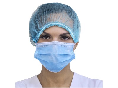 Unimed Unisex Polypropylene Bouffant Cap, Blue, 24, 100/Bag, 20 Bags/Carton