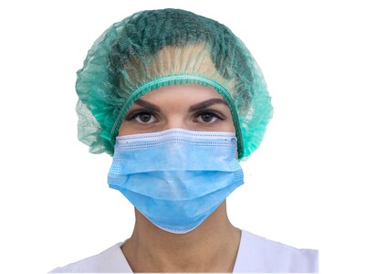 Unimed Unisex Polypropylene Bouffant Cap, Green, 24, 100/Bag, 20 Bags/Carton