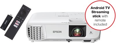 Epson 880X 3LCD 1080p Smart Portable Projector Bundle, White (V11H979X20)
