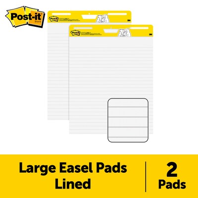 Post-it Super Sticky Easel Pad, 25 x 30, Lined, 30 Sheets/Pad, 2 Pads/Pack (561WL-VAD-2PK)