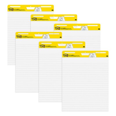 Post-it Super Sticky Easel Pad, 25" x 30", Lined, 30 Sheets/Pad, 6 Pads/Pack (561WL-VAD-6PK)