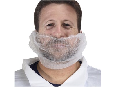 Unimed Polypropylene Beard Cover, Adult, White, 100/Pack, 20 Packs/Carton