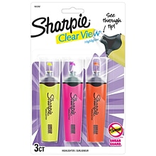 Sharpie Clear View Highlighter, Chisel Tip, Assorted, 3/Pack (1912767/2128222)