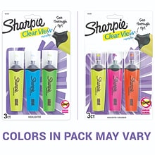 Sharpie Clear View Highlighter, Chisel Tip, Assorted, 3/Pack (1912767/2128222)