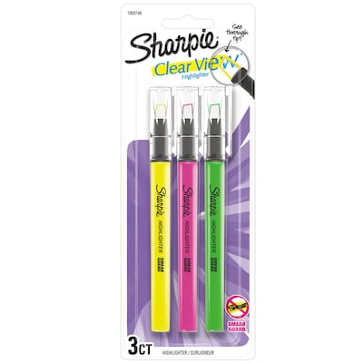 Sharpie Clear View Highlighter - Fine Marker Point - Chisel Marker Point  Style - Assorted - Assorted Barrel - 12 / Dozen