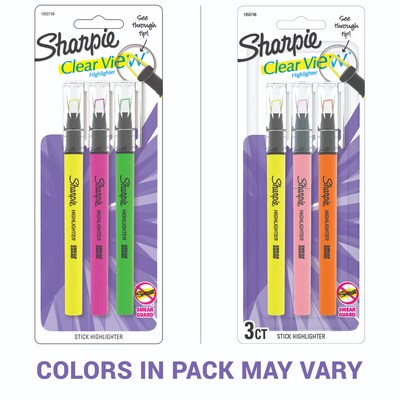 Sharpie Clear View Highlighter, Chisel Tip, Assorted, 3/Pack (1950748/2128214)