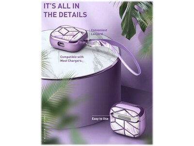 i-Blason Cosmo Case for AirPods 3, Purple Marble (AirPods2021-3-Cosmo-Ameth)