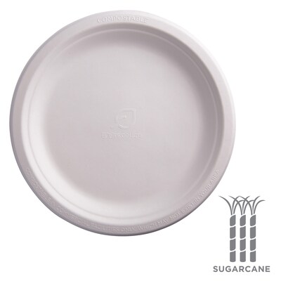 Eco-Products® Compostable Sugarcane Plates, 9", 50/Pack