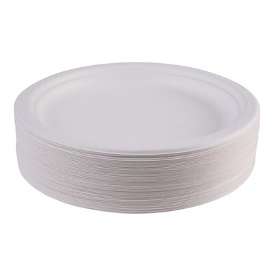 Eco-Products® Compostable Sugarcane Plates, 9", 50/Pack