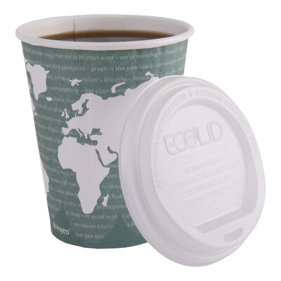 Eco-Products World Art Hot Cups, 12 Oz., Green/White, 600/Carton (EP-BNHC12-WD)