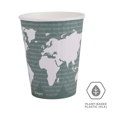 Eco-Products World Art Hot Cups, 12 Oz., Green/White, 600/Carton (EP-BNHC12-WD)