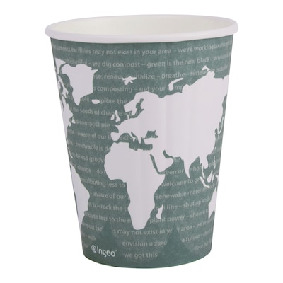 Eco-Products World Art Hot Cups, 12 Oz., Green/White, 600/Carton (EP-BNHC12-WD)