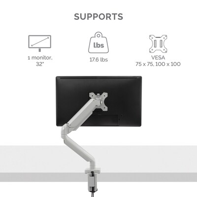 Fellowes Platinum Series Adjustable Single Monitor Arm, Up to 32, Silver (8056401)