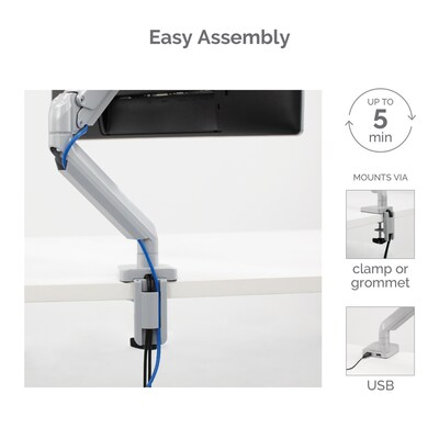 Fellowes Platinum Series Adjustable Single Monitor Arm, Up to 32", Silver (8056401)