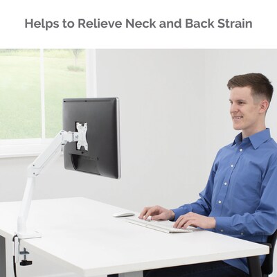 Fellowes Platinum Series Adjustable Single Monitor Arm, Up to 32", White (8056201)