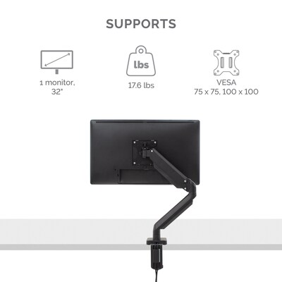 Fellowes Platinum Series Adjustable Monitor Arm, Up to 32, Black (8043301)
