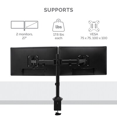 Fellowes Reflex Dual Adjustable Monitor Arm, Up to 27, Black (8502601)