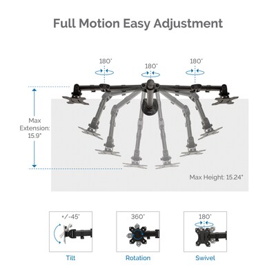 Fellowes Reflex Dual Adjustable Monitor Arm, Up to 27", Black (8502601)