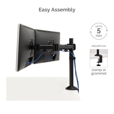 Fellowes Reflex Dual Adjustable Monitor Arm, Up to 27", Black (8502601)