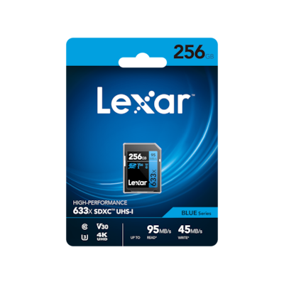 Lexar Professional 633x 256GB SDXC Memory Card, Class 10, UHS-I (LSD256CBNL633)