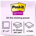 Post-it Super Sticky Meeting Notes, 8 x 6, Energy Boost Collection, 4 Pads/Pack, 45 Sheets/Pad (68