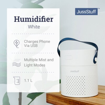 JussStuff Double Nozzle Humidifier, White (OJN100033)