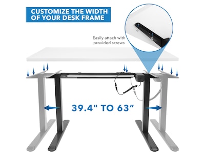 Mount-It! 55"W Electric Adjustable Standing Desk, White/Black (MI-18064)