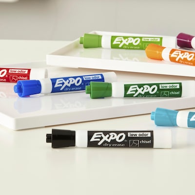 Expo Low-Odor Dry-Erase Marker, Broad Chisel Tip, Black, Dozen