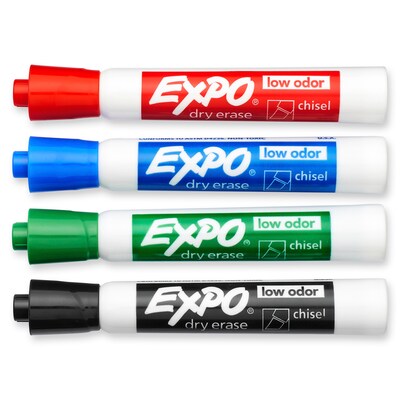 EXPO Low Odor Dry Erase Markers, Chisel Tip, Assorted Colors, 8 Pack