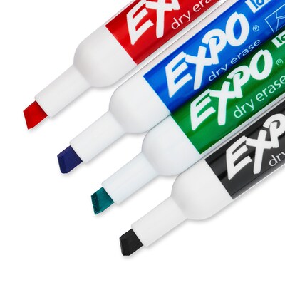 Expo Tank Dry Erase Marker, Chisel Tip, Assorted, 4/Pack (80174)