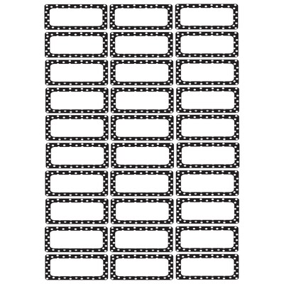 Ashley Productions Die-Cut Magnetic Black & White Dots Nameplates, 2.5 x 1, 30 Per Pack, 3 Packs (